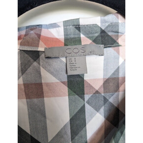 Cos Shirt Womens 8 Green Button Down Short Sleeve Casual Lightweight Preppy Top - Picture 8 of 12